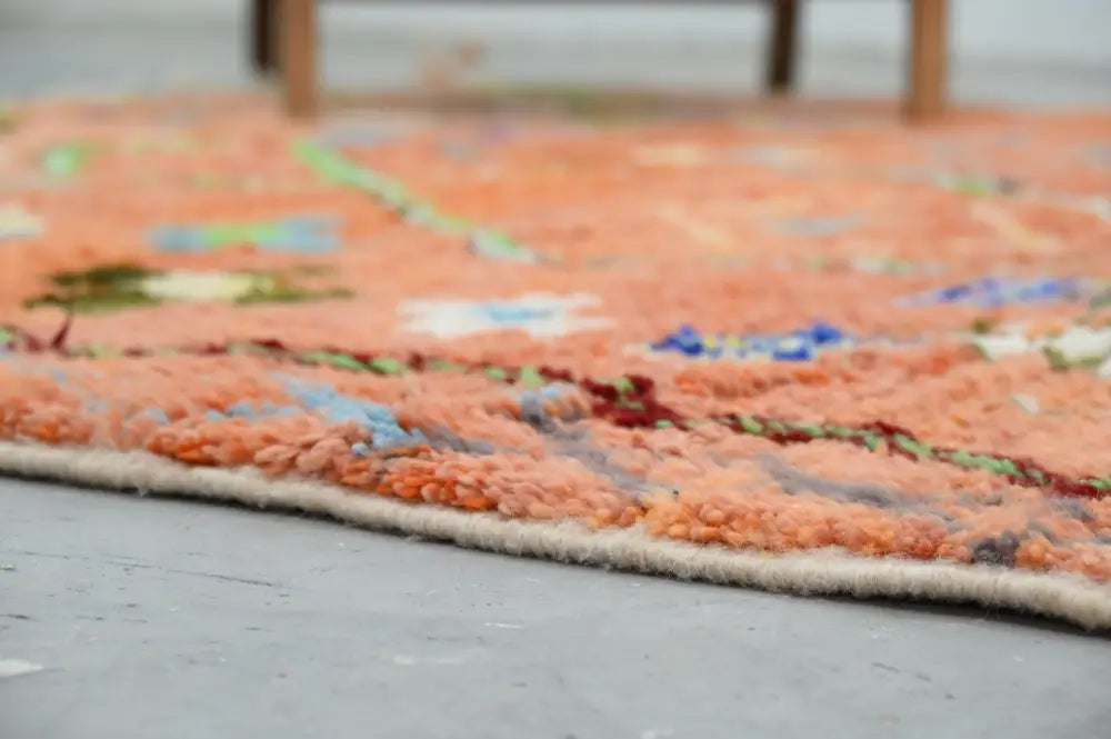 Handmade traditional azilal orange rug living room geometric carpet