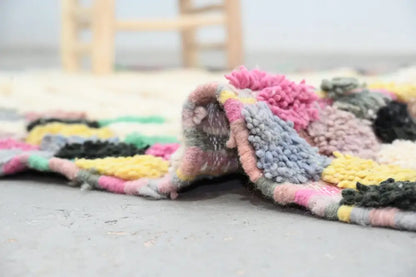 Handmade colorful geometric azilal rug 222x133 bedroom floor decor
