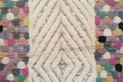 Handmade colorful geometric azilal rug 222x133 bedroom floor decor