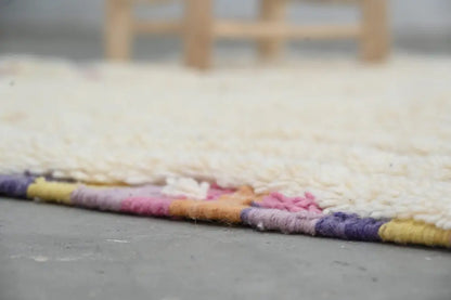 Handmade moroccan azilal rug cream zigzag bedroom decor