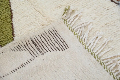 Handmade moroccan azilal rug cream and olive living room decor