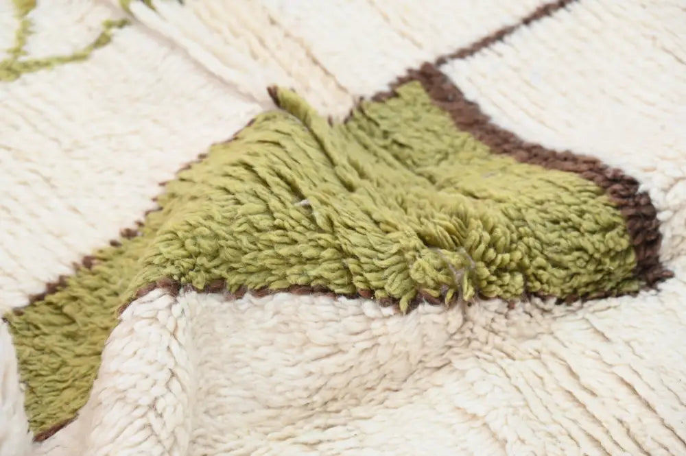 Handmade moroccan azilal rug cream and olive living room decor