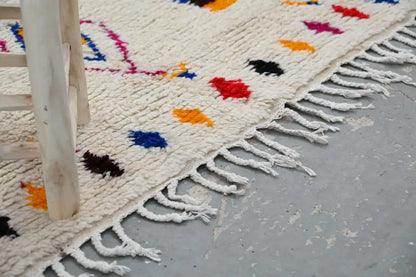 Handmade traditional azilal beige geometric rug bedroom decor