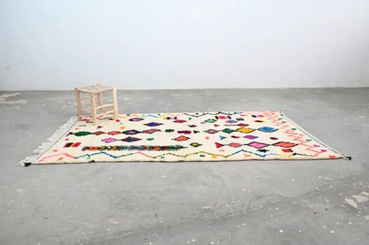 Handmade moroccan azilal rug 240x144cm – living room geometric decor