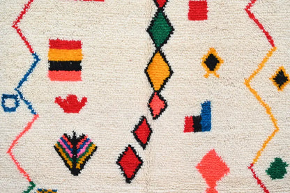 Handmade traditional azilal rug beige wool living room decor