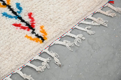 Handmade moroccan azilal rug beige geometric bedroom carpet