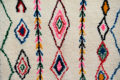 Handmade moroccan azilal natural wool rug bedroom geometric decor