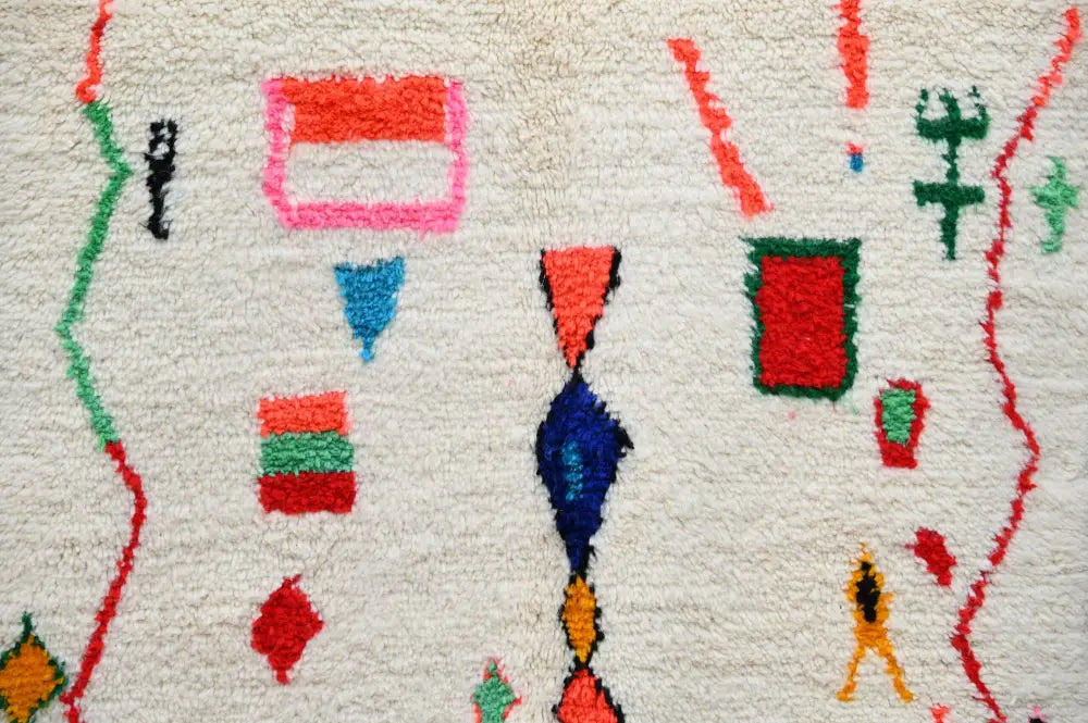 Handmade moroccan azilal rug colorful geometric bedroom carpet