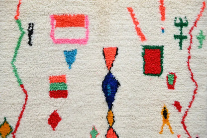 Handmade moroccan azilal rug colorful geometric bedroom carpet