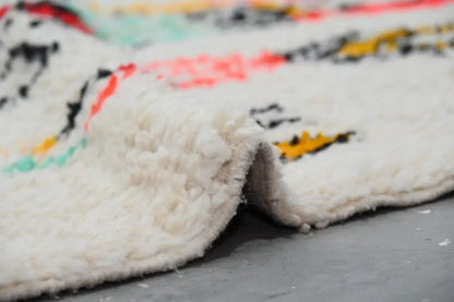 Handmade beige geometric moroccan azilal rug bedroom decor