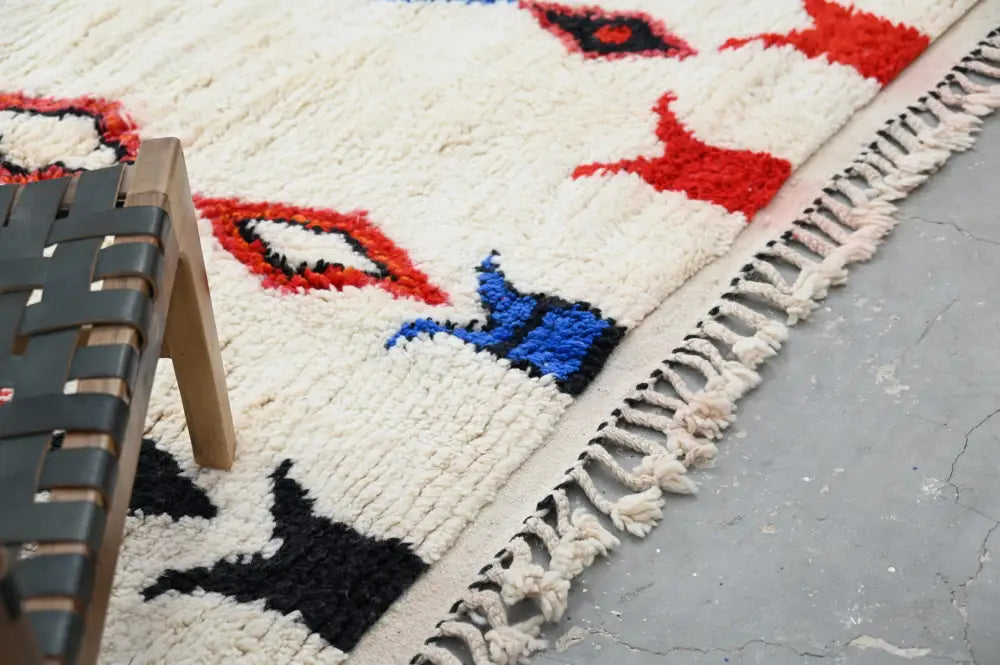 Beige geometric handmade moroccan azilal rug living room decor