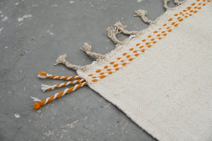 Handmade moroccan azilal rug beige and orange living room wall hanging