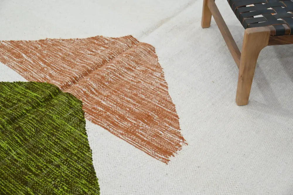 Handmade moroccan azilal rug beige and orange living room wall hanging