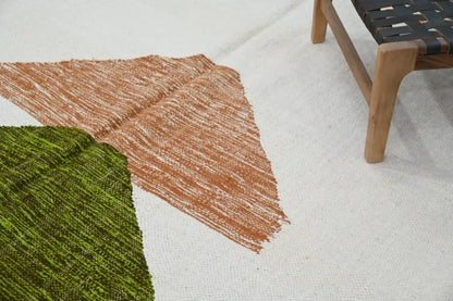 Handmade moroccan azilal rug beige and orange living room wall hanging