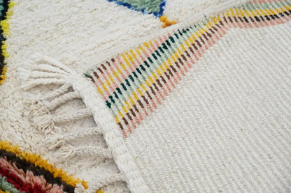 Handmade moroccan azilal rug beige geometric living room decor