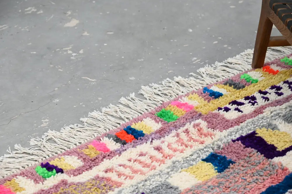 Handmade moroccan azilal rug earthy patchwork living room decor
