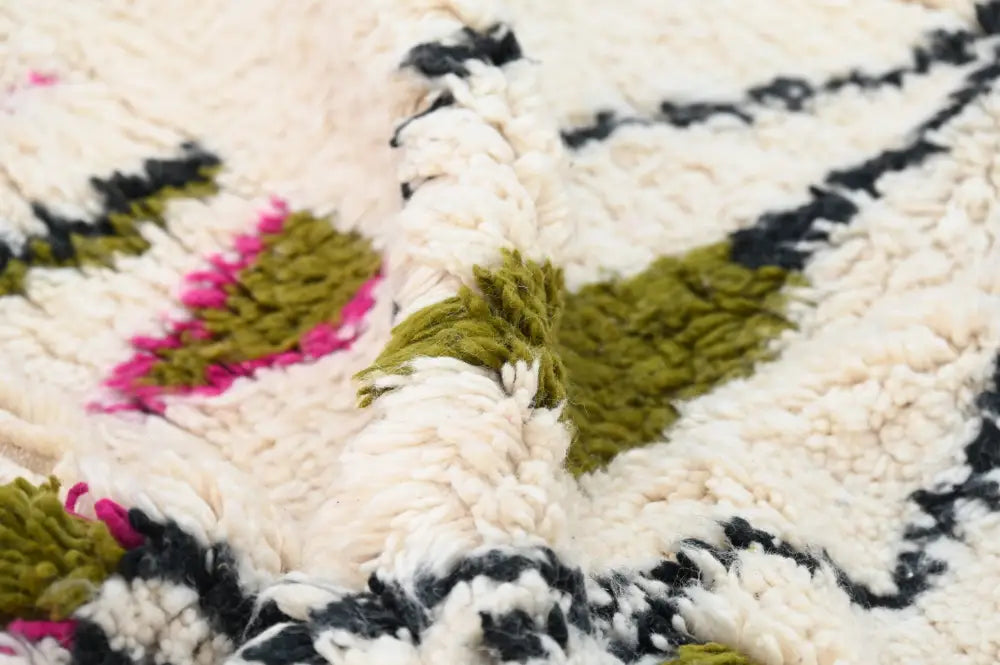 Handmade moroccan azilal rug beige and olive living room decor