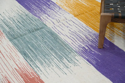 Handmade moroccan multi stripe azilal rug 302x197cm living room decor