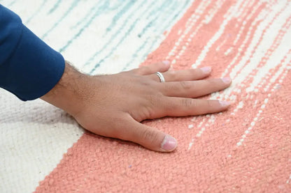 Handmade moroccan multi stripe azilal rug 302x197cm living room decor