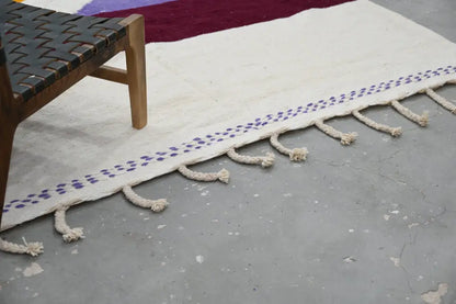 Handmade moroccan azilal rug cream and burgundy living room decor