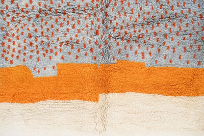 Handmade gray & orange moroccan azilal rug living room decor