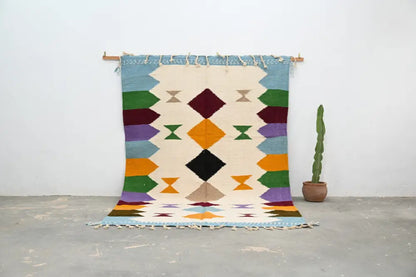 Handmade geometric azilal rug 305x204cm living room woven decor