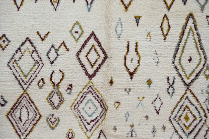 Handmade moroccan azilal rug cream geometric living room carpet