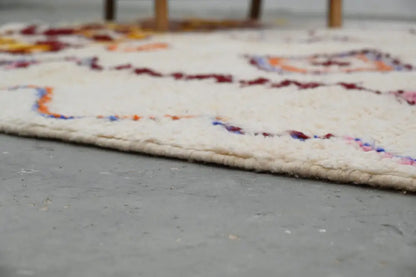 Handmade moroccan azilal rug beige geometric living room decor