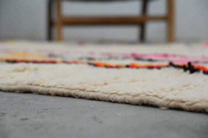 Handmade moroccan azilal rug beige abstract geometric bedroom decor