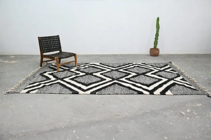 Handmade traditional azilal rug black & white living room decor