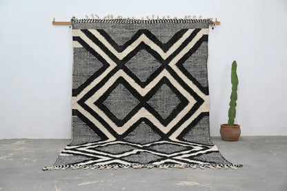 Handmade traditional azilal rug black & white living room decor