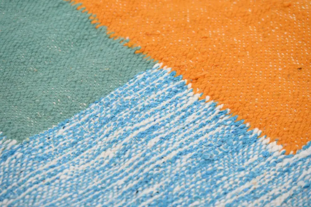 Blue and cream traditional azilal rug living room woven decor