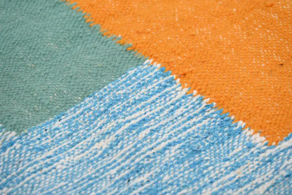 Blue and cream traditional azilal rug living room woven decor