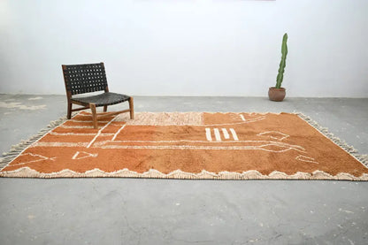Traditional brown & cream azilal rug living room geometric decor