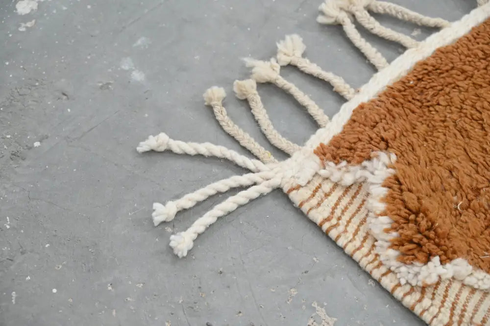 Traditional brown & cream azilal rug living room geometric decor