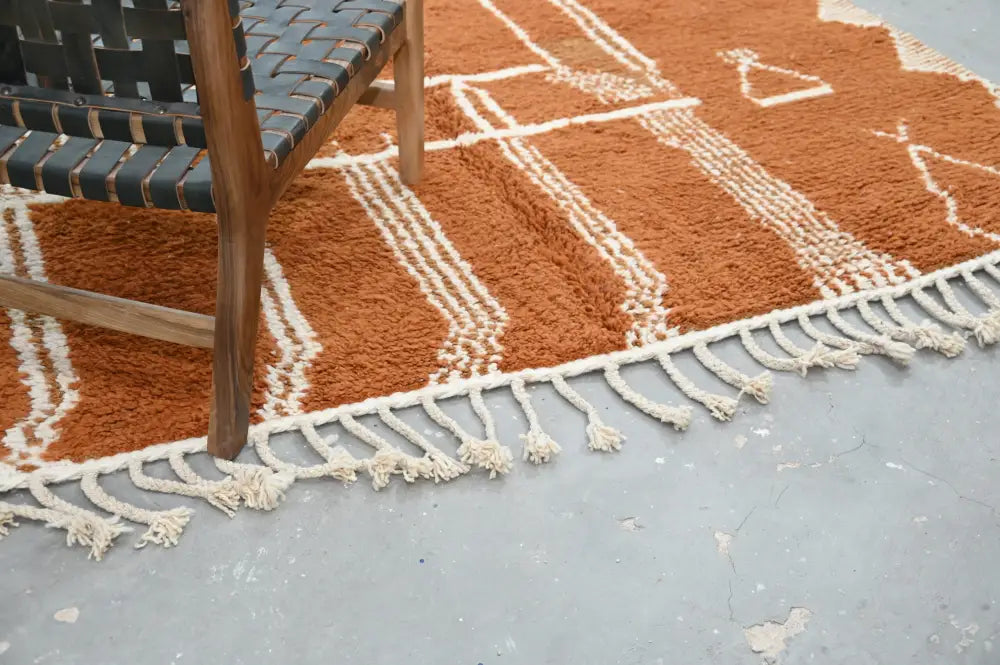 Traditional brown & cream azilal rug living room geometric decor