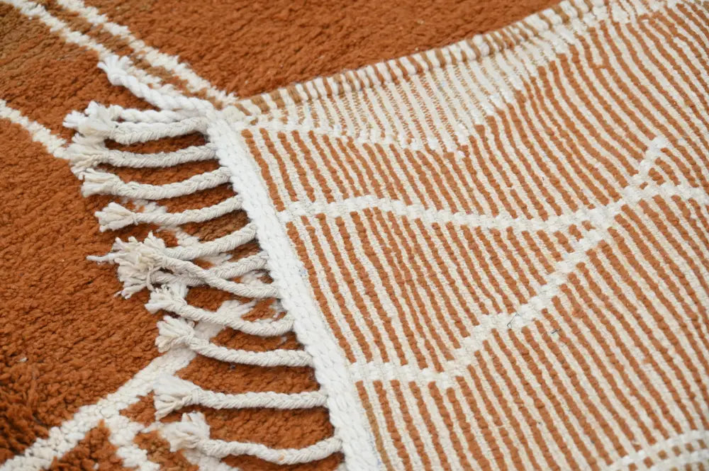 Traditional brown & cream azilal rug living room geometric decor