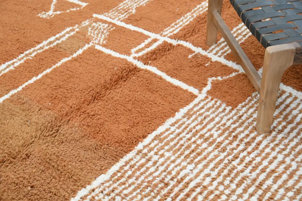 Traditional brown & cream azilal rug living room geometric decor