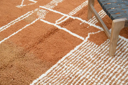 Traditional brown & cream azilal rug living room geometric decor