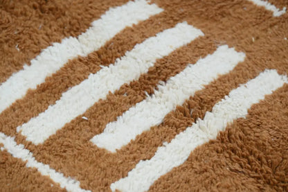Traditional brown & cream azilal rug living room geometric decor