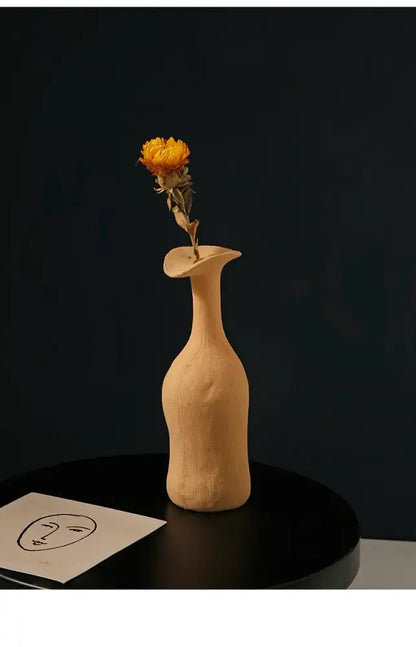 Handmade earthy textured ceramic flower vase set living room decor
