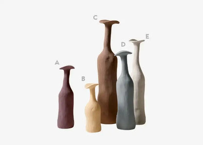 Handmade earthy textured ceramic flower vase set living room decor