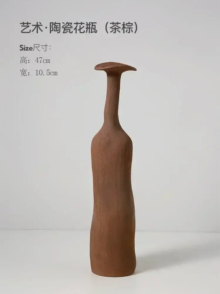 Handmade earthy textured ceramic flower vase set living room decor