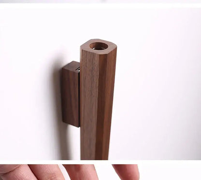 Handmade nordic dark wood wall vase living room solid wood decor