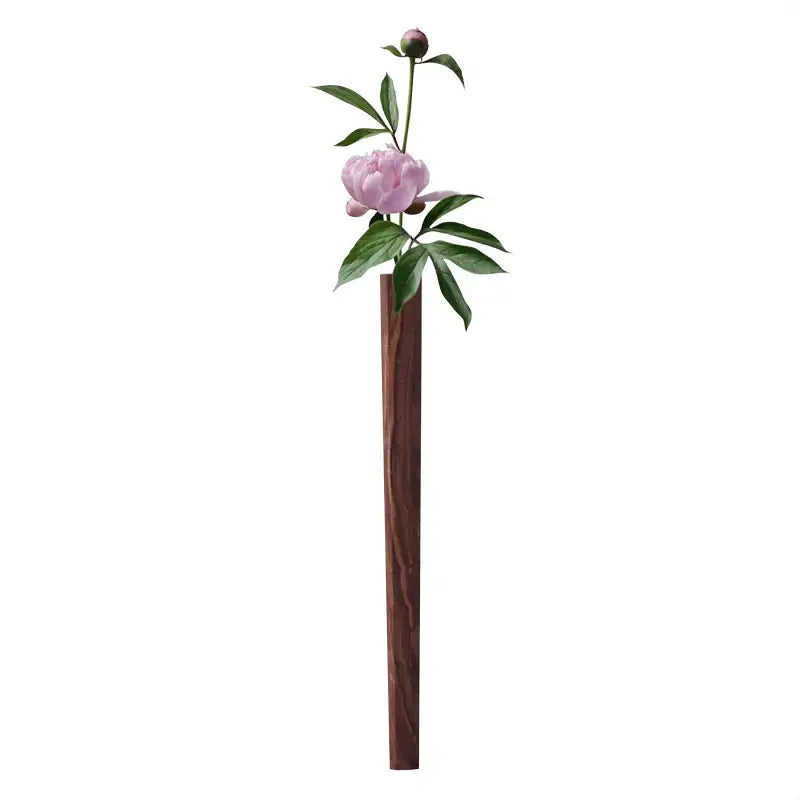 Handmade nordic dark wood wall vase living room solid wood decor