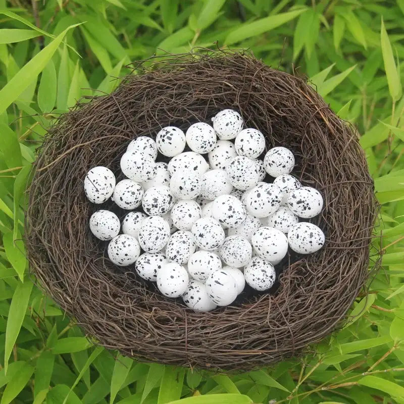 Rustic brown rattan bird nest with eggs living room decor garden set