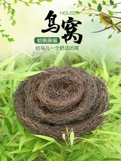 Rustic brown rattan bird nest with eggs living room decor garden set