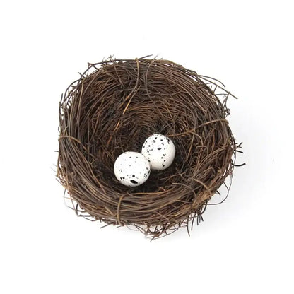Rustic brown rattan bird nest with eggs living room decor garden set