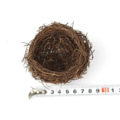 Rustic brown rattan bird nest with eggs living room decor garden set