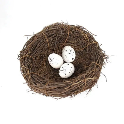 Rustic brown rattan bird nest with eggs living room decor garden set